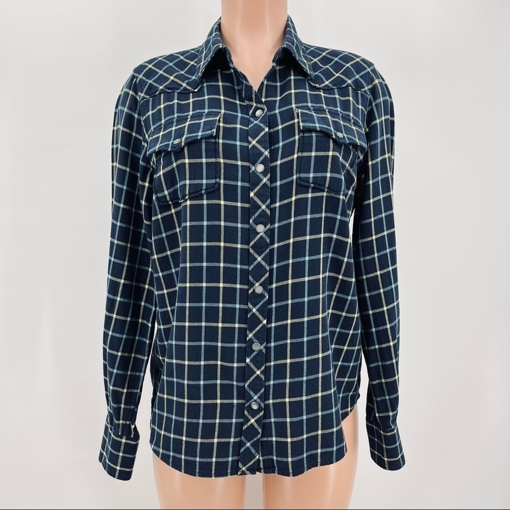 Lucky Brand Blue Plaid Flannel Button Up Shirt Size Medium